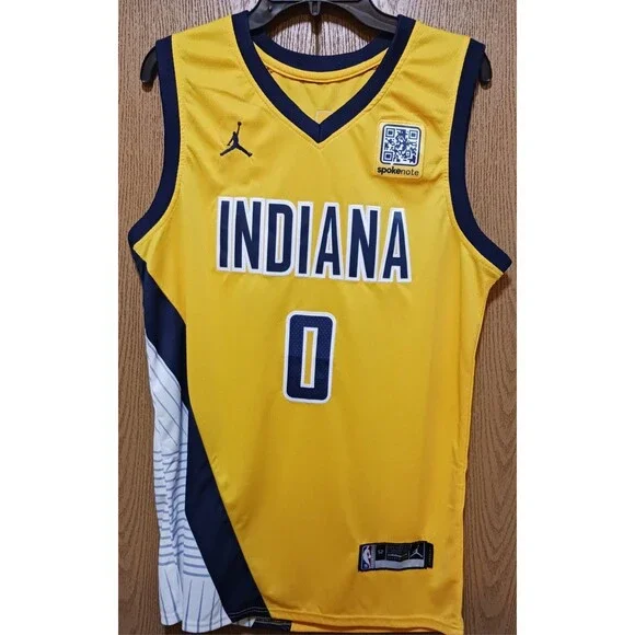 Tyrese Haliburton (Jordan)-(Pacers)-(Jersey)-(Yellow)-(Good Cond.)-(XL)-$110.00 - Picture 1 of 13